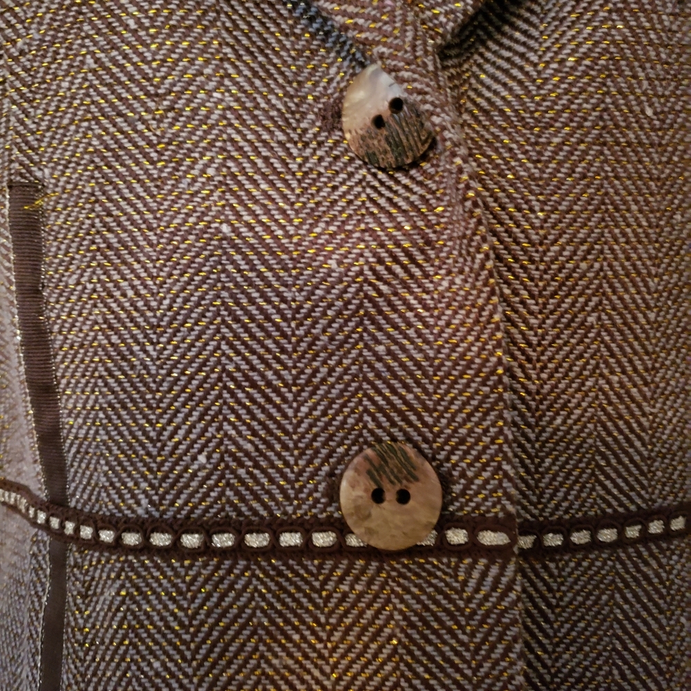 Fitted Brown Herringbone Jacket - image 4